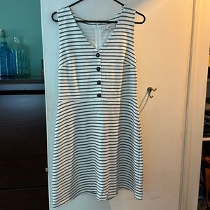 Loft Soft A line black and white striped dress
